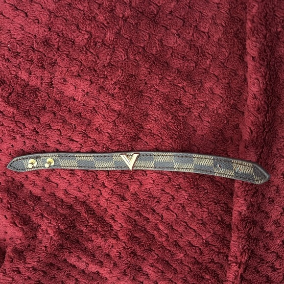 Checkered Brown faux Leather monogram  Bracelet - Picture 5 of 5